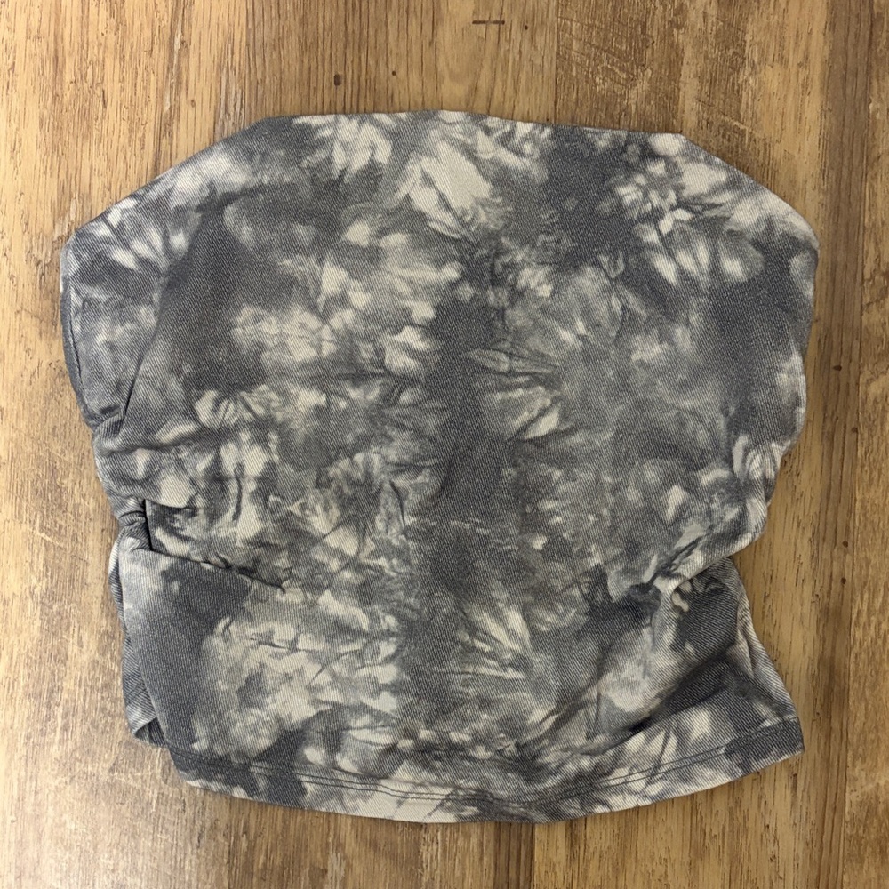 Divided Denim Gray Tie-Dye Strapless Tube Top